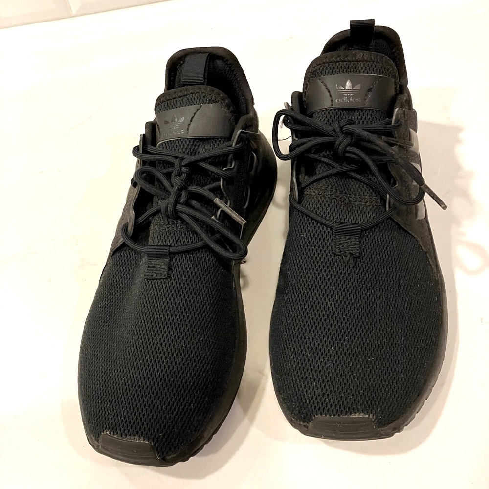 Black Adidas Ortholite mesh sneakers, kids size 5